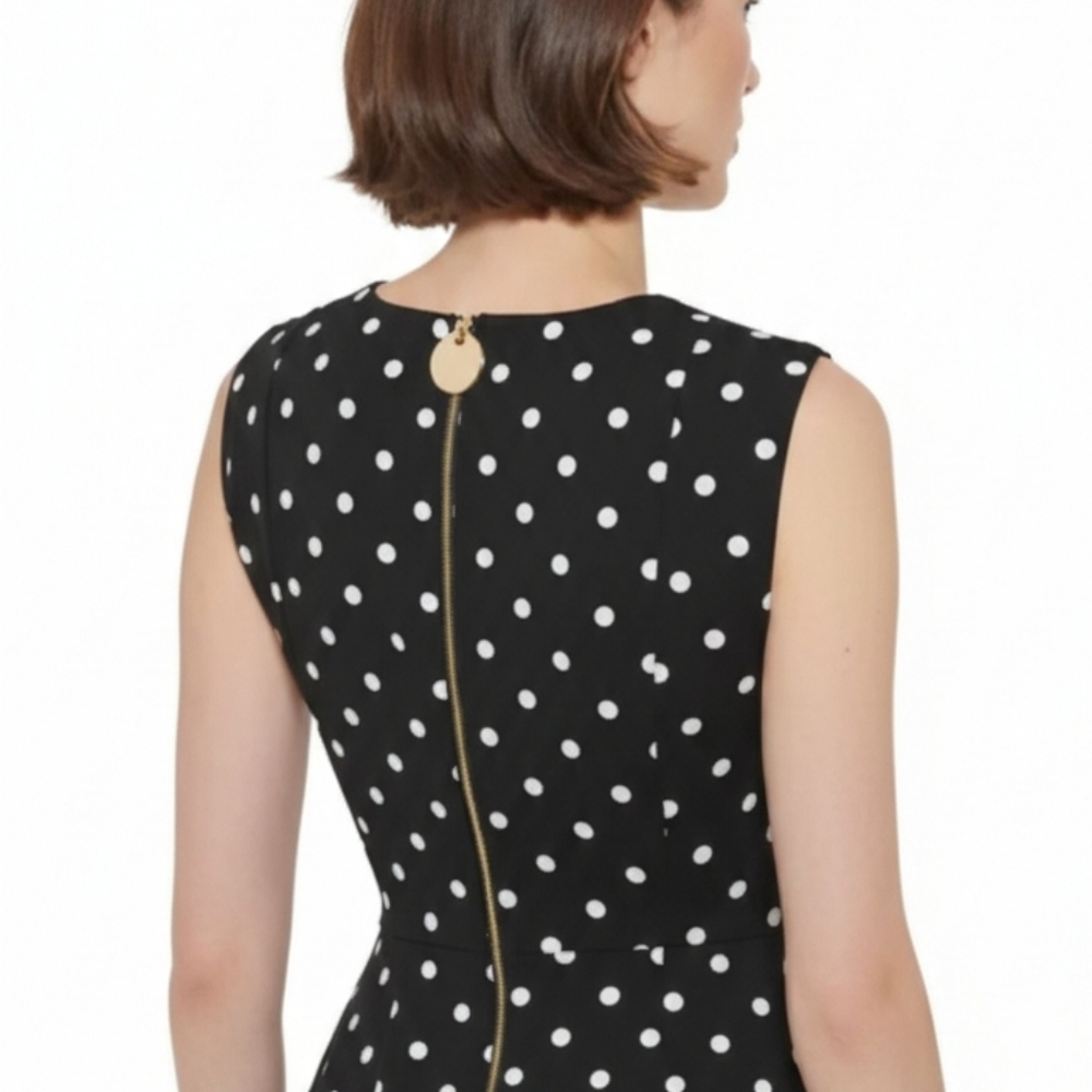 NWOT Calvin Klein Fit-And-Flare Polka Dot Dress, Size 12 - Picture 6 of 6